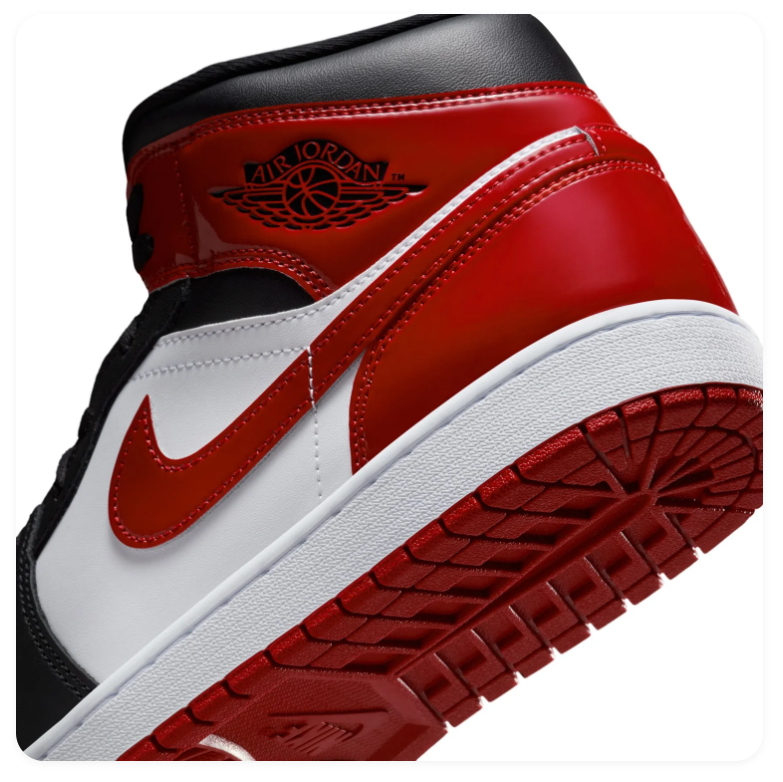 Air Jordan 1 Mid Red, Black & White Sneakers