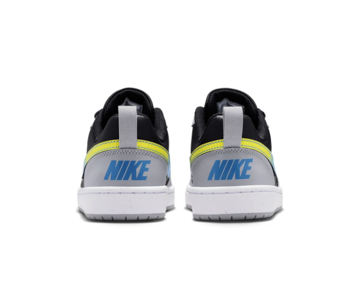 Nike Black & Grey Low-Top Sneakers with Blue-to-Yellow Gradient Swoosh