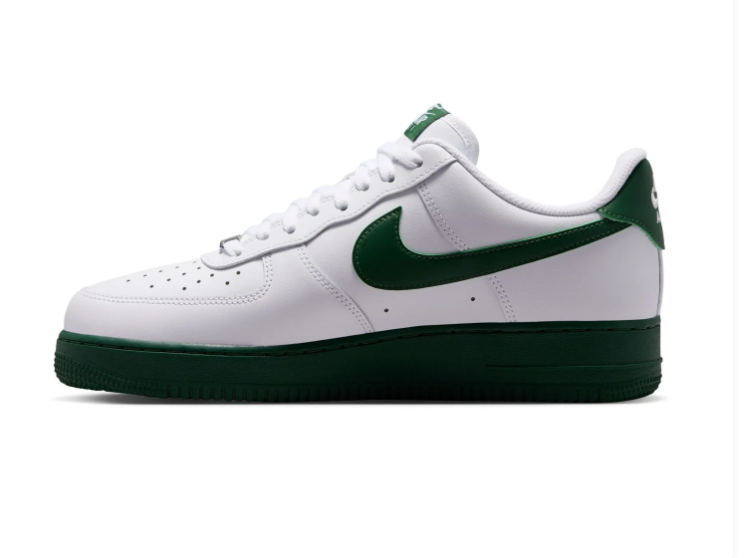 Nike Air Force 1 White & Dark Green Low-Top Sneakers