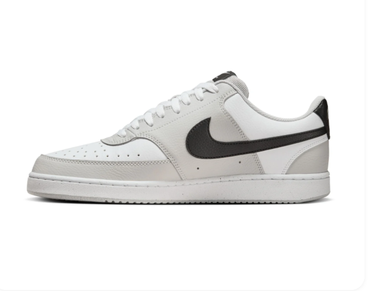 Nike Court Vision White & Light Grey Sneakers with Black Swoosh