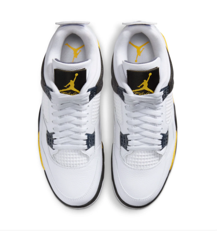 Air Jordan 4 White & Black Sneakers with Yellow Accents