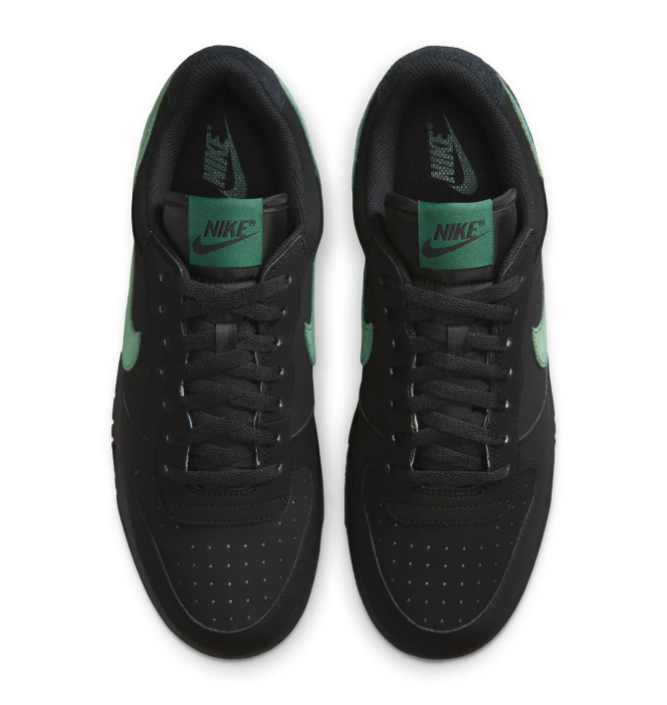 Nike Black & Green Low-Top Sneakers with Tonal Black Sole