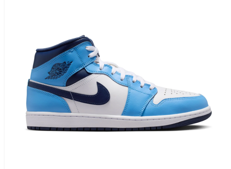 Air Jordan 1 Mid Blue, White & Navy Sneakers