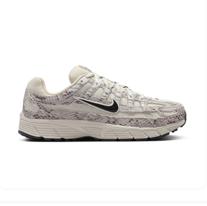 Nike P-6000 Cream & Grey Snakeskin-Print Sneakers