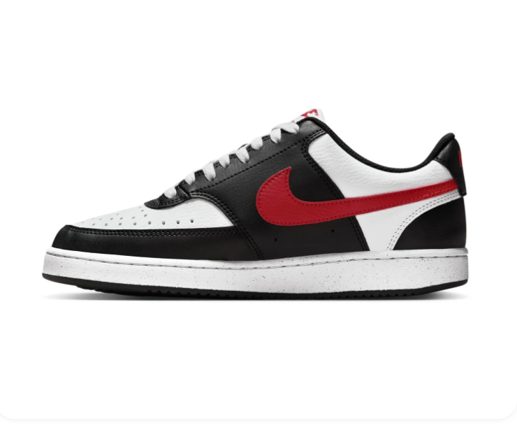 Nike Court Vision Black & White Sneakers with Red Swoosh