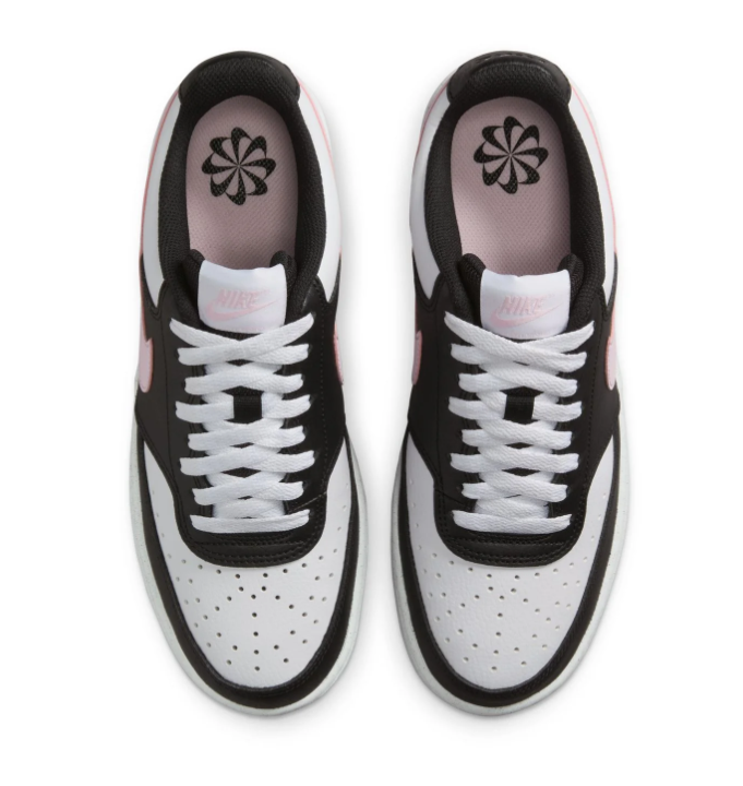 Nike Black & White Low-Top Sneakers with Pale Pink Swoosh