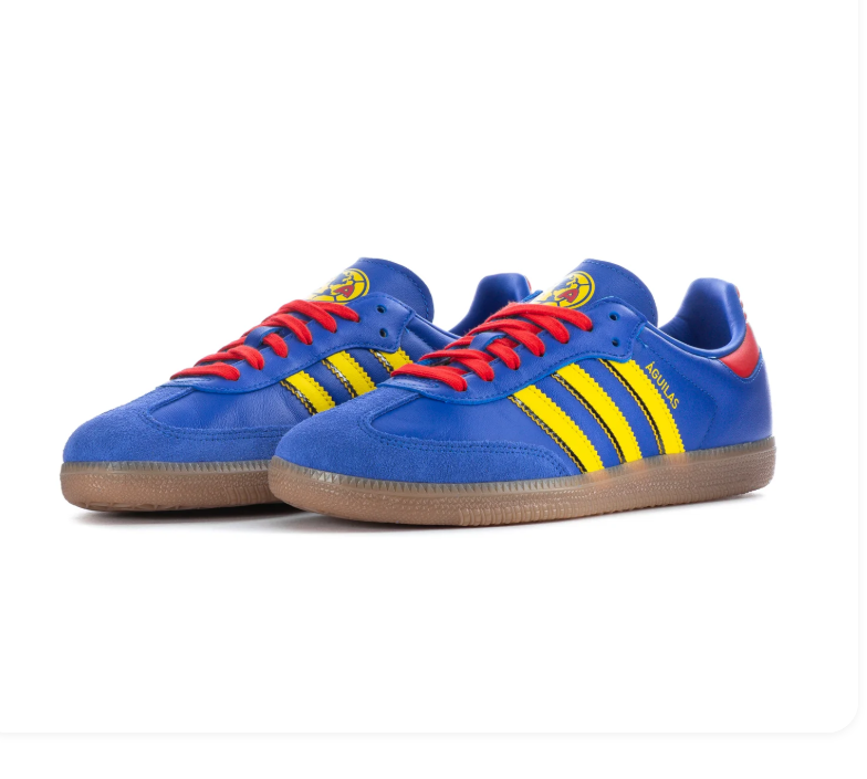 Adidas Samba Royal Blue & Yellow Gum-Sole Sneakers with Red Laces