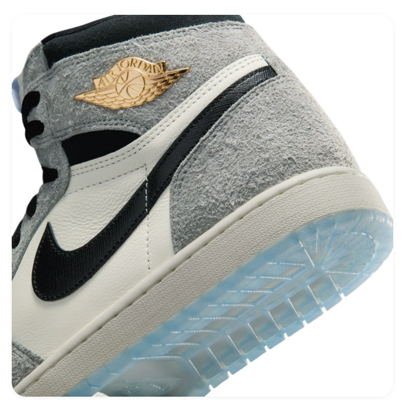 Air Jordan 1 High Grey & White Sneakers with Blue Sole