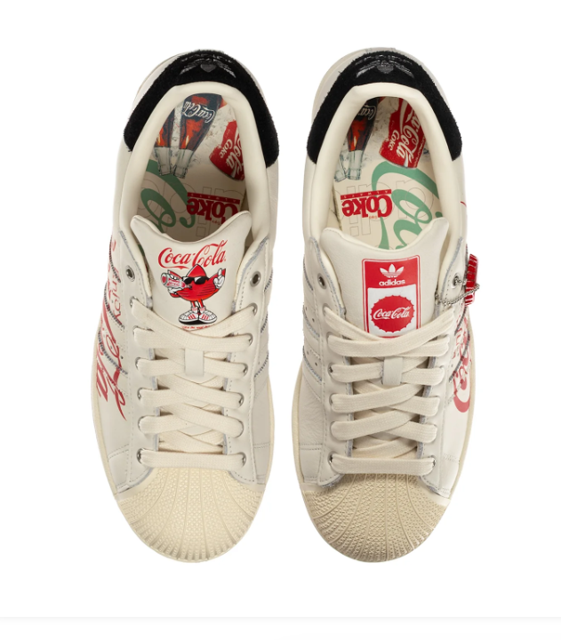 Adidas Superstar Cream Shell-Toe Sneakers with Coca-Cola Graphics