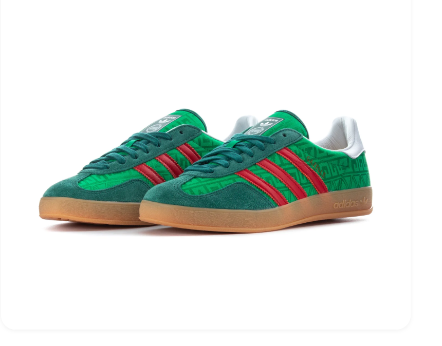 Adidas Green & Red Patterned Gum-Sole Sneakers