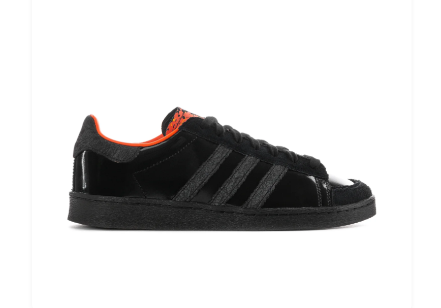Adidas Black & Orange Glossy Low-Top Sneakers