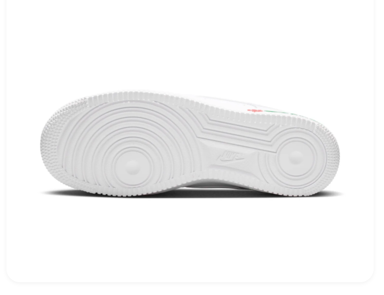 Nike Air Force 1 White Sneakers with Red Rose & Green Accents