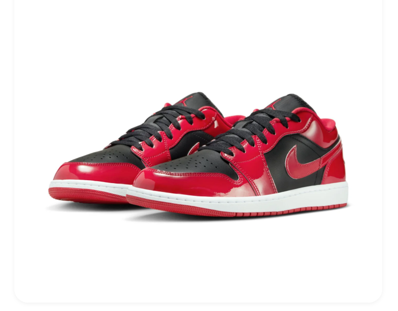 Air Jordan 1 Low Red & Black Glossy Sneakers