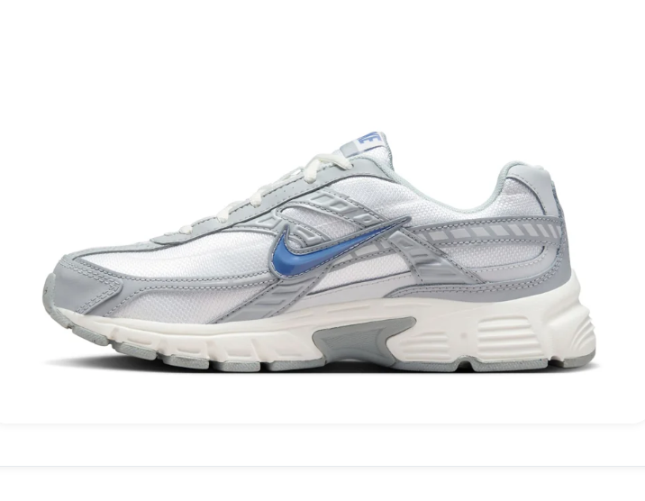 Nike White & Grey Mesh Sneakers with Blue Swoosh