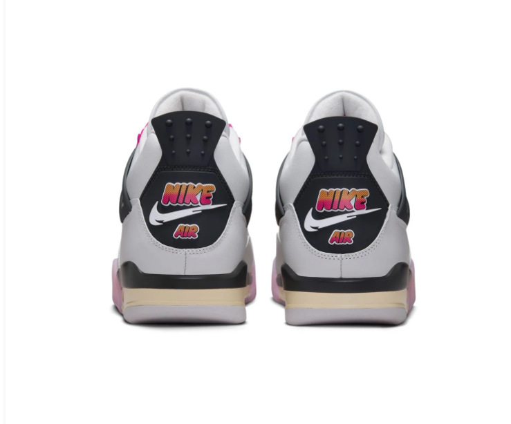 Air Jordan 4 White & Pink Sneakers with Gradient Details