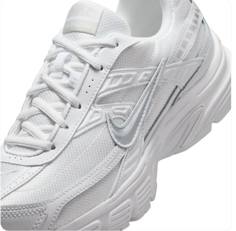 Nike White & Metallic Silver Mesh Sneakers