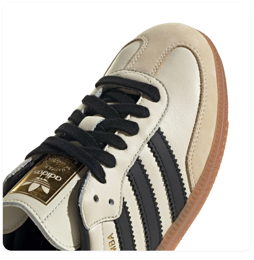 Adidas Samba Cream & Black Gum-Sole Sneakers