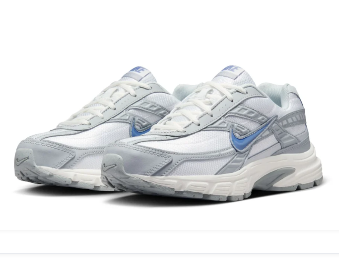 Nike White & Grey Mesh Sneakers with Blue Swoosh