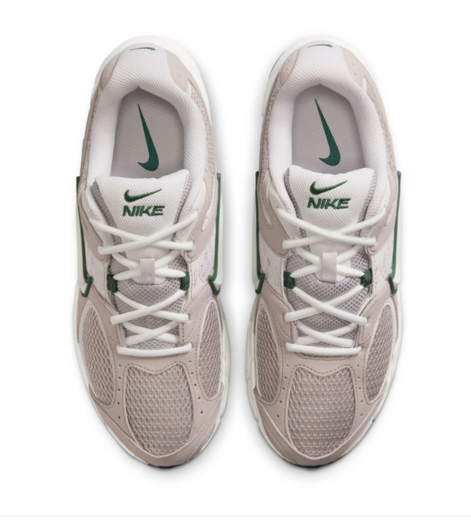 Nike Beige Mesh Sneakers with Dark Green Accents