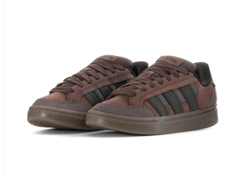 Adidas Brown & Charcoal Low-Top Sneakers with Taupe Sole