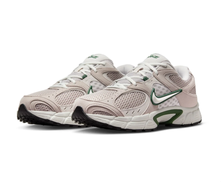 Nike Beige Mesh Sneakers with Dark Green Accents