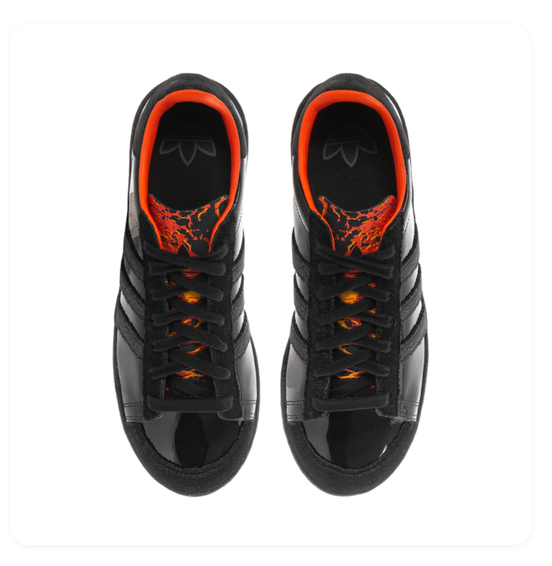 Adidas Black & Orange Glossy Low-Top Sneakers