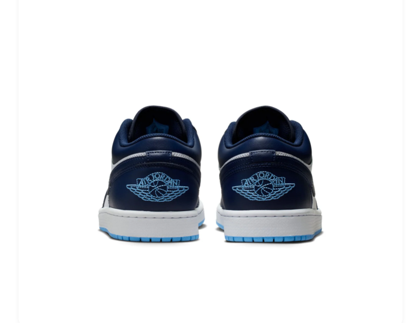Air Jordan 1 Low Navy & White Sneakers with Bright Blue Sole