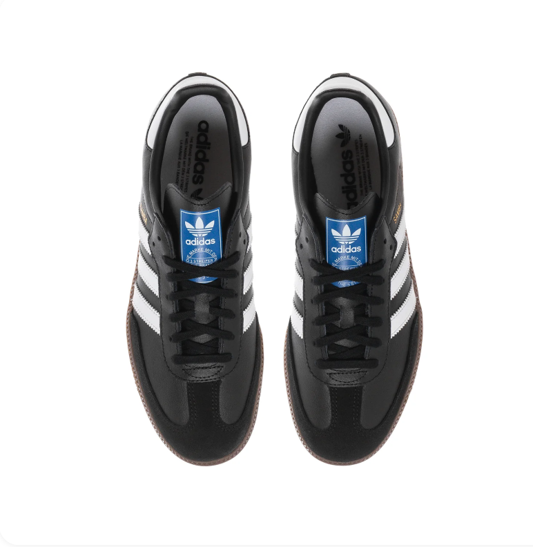 Adidas Samba Black & White Sneakers with Dark Brown Sole