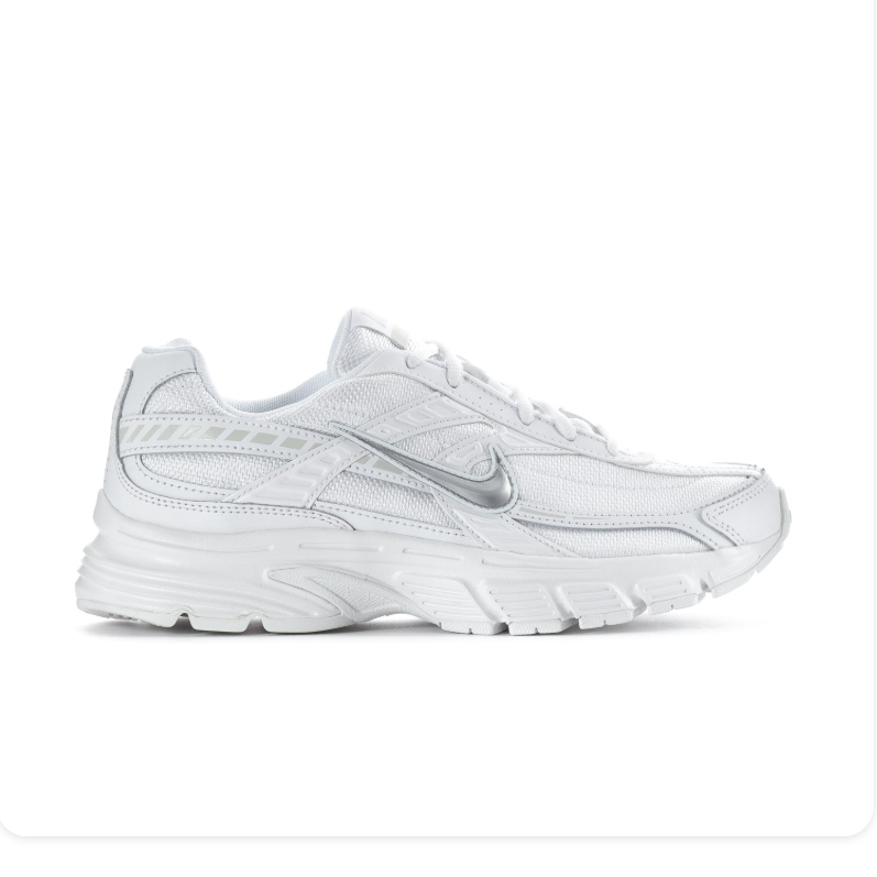 Nike White & Metallic Silver Mesh Sneakers