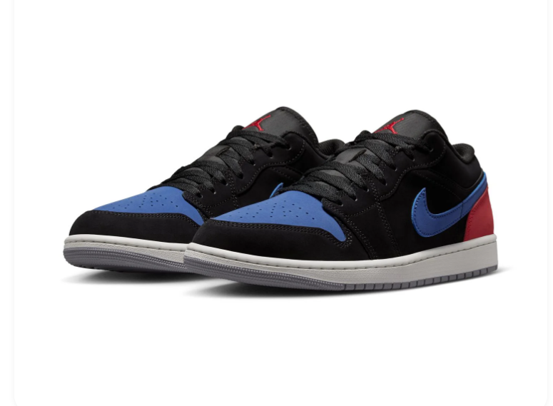 Air Jordan 1 Low Black, Blue & Red Sneakers