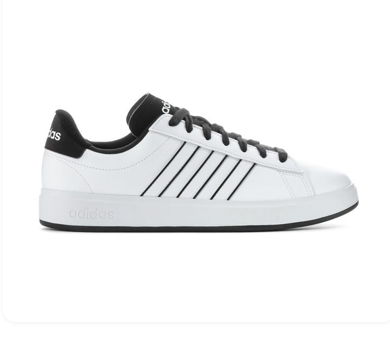 Adidas White & Black Low-Top Sneakers with Outlined Stripes