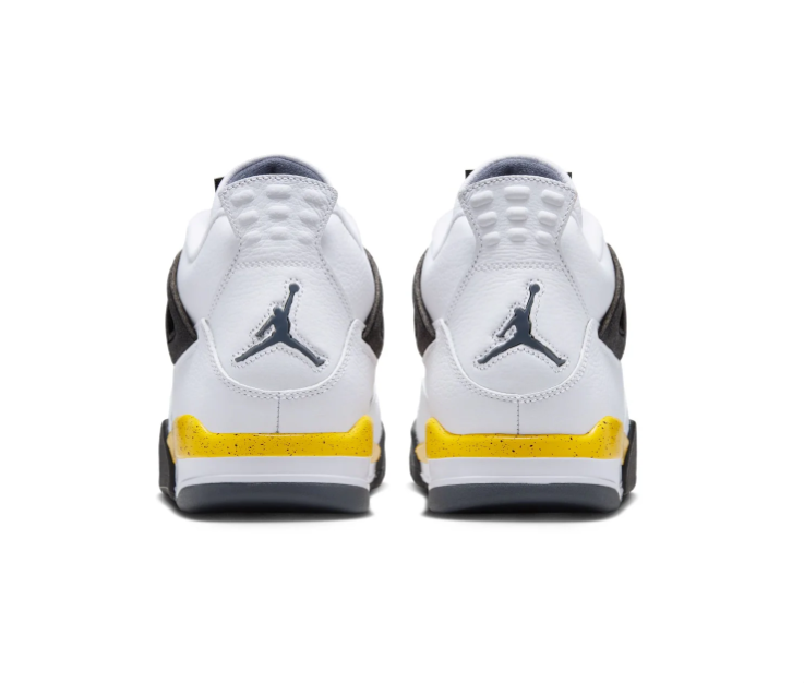 Air Jordan 4 White & Black Sneakers with Yellow Accents