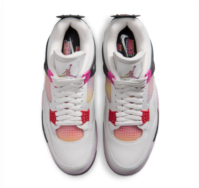 Air Jordan 4 White & Pink Sneakers with Gradient Details