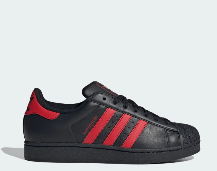 Adidas Superstar Black & Red Shell-Toe Sneakers