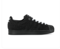 Adidas Superstar Black Textured Shell-Toe Sneakers with White Laces
