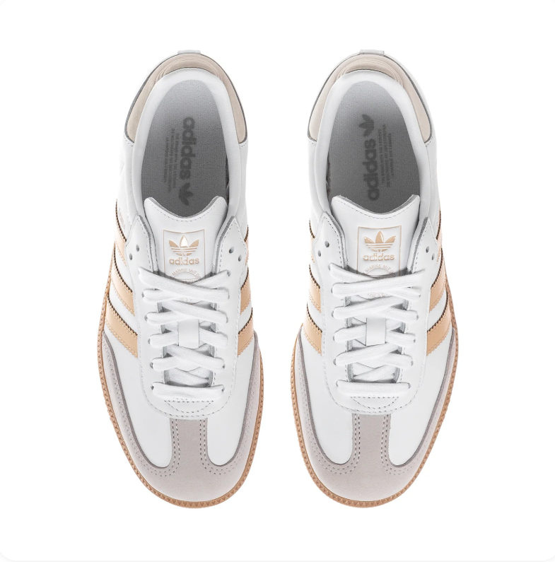 Adidas Samba White & Metallic Gold Gum-Sole Sneakers
