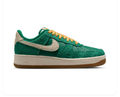 Nike Air Force 1 Green & Cream Gum-Sole Sneakers with Yellow Laces
