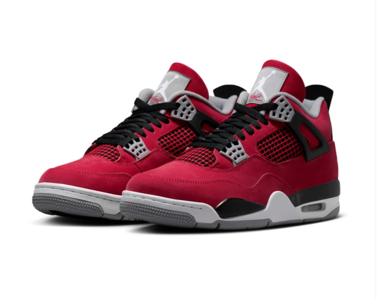 Air Jordan 4 Red & Black Sneakers with Grey Accents