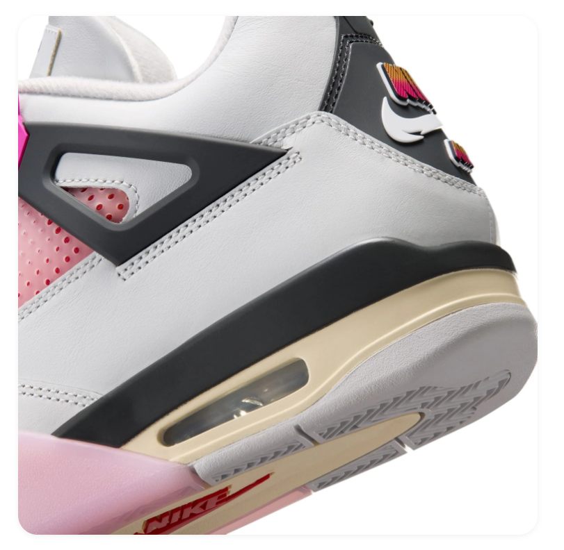 Air Jordan 4 White & Pink Sneakers with Gradient Details