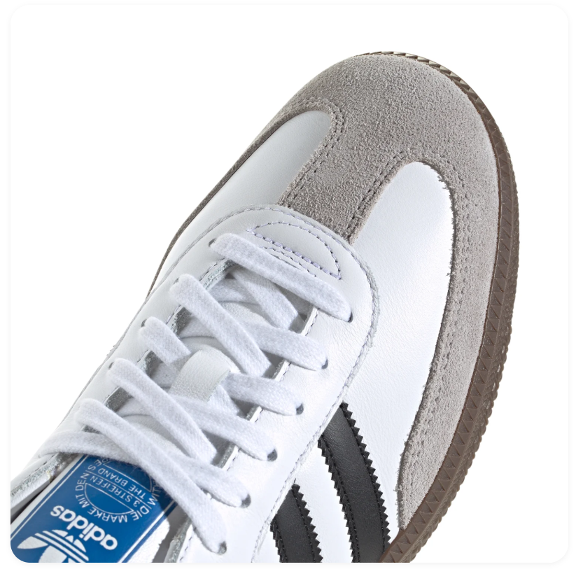 Adidas Samba White & Black Sneakers with Grey T-Toe