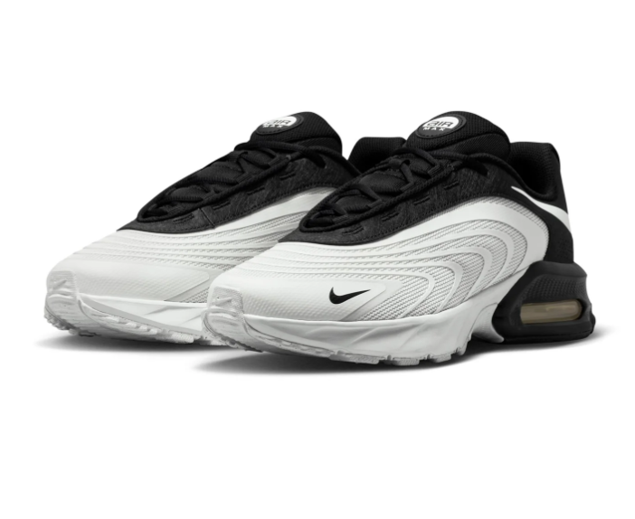 Nike Air Max Black & White Mesh Sneakers with Wave Detailing