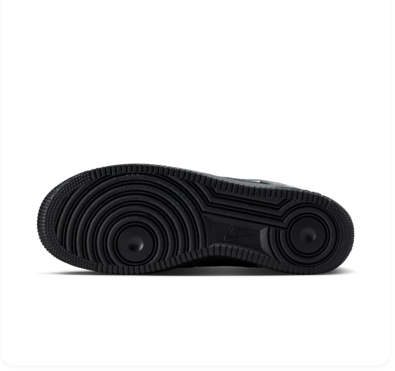 Nike Air Force 1 Black & Charcoal Sneakers with Silver Swoosh