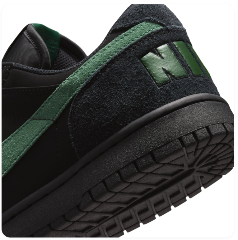 Nike Black & Green Low-Top Sneakers with Tonal Black Sole