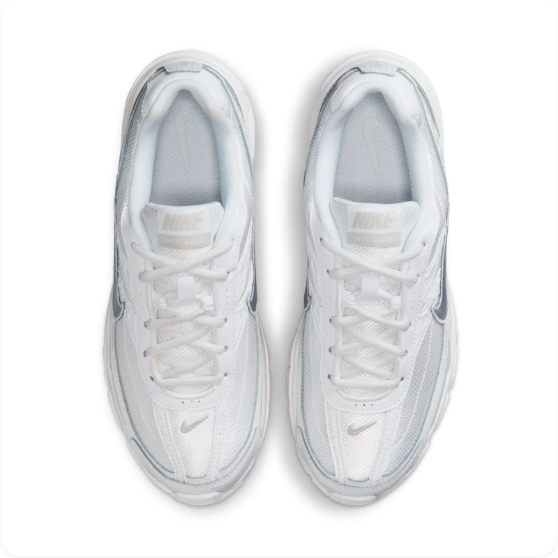 Nike White & Metallic Silver Mesh Sneakers