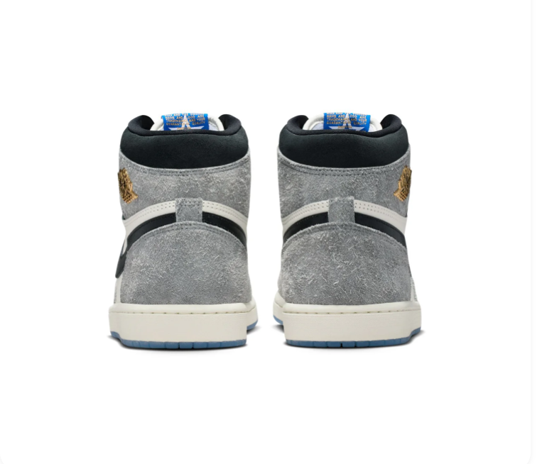 Air Jordan 1 High Grey & White Sneakers with Blue Sole