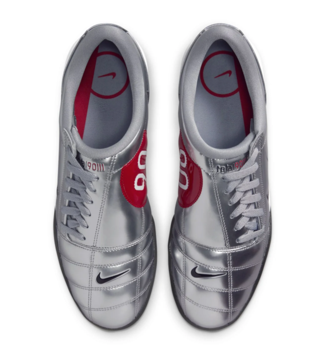Nike Total 90 III Metallic Silver Sneakers with Red Accents