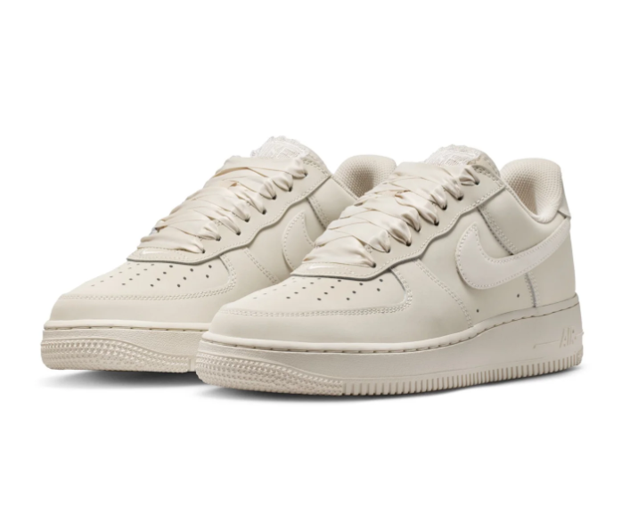 Nike Air Force 1 Cream Sneakers with Satin-Style Ribbon Laces