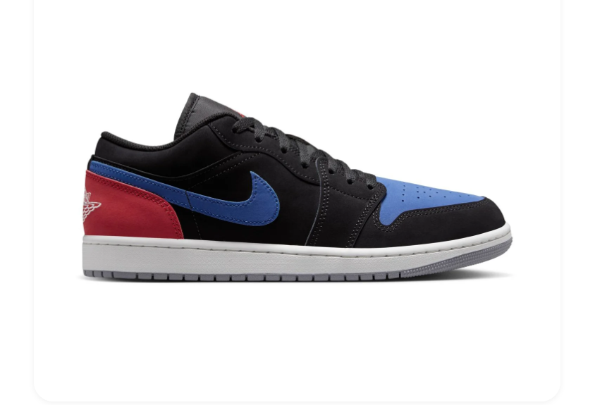 Air Jordan 1 Low Black, Blue & Red Sneakers