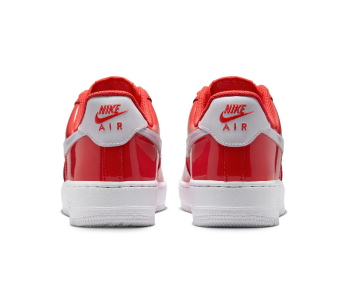 Nike Air Force 1 Red & White Low-Top Sneakers with Glossy Panels