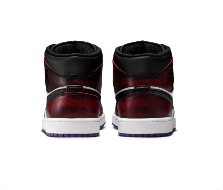 Air Jordan 1 Mid Black & White Sneakers with Gold and Purple Accents